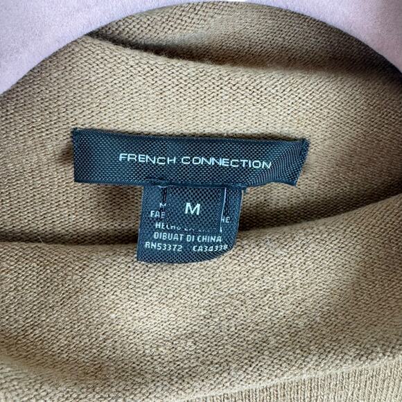 French Connection Camel Long Sleeve Mock Neck Tight Knit Pullover Sweater Size M - Picture 3 of 4